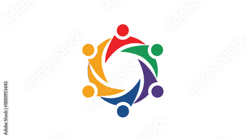 Colorful abstract logo design representing teamwork and unity.