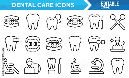 Editable pool maintenance and cleaning equipment icons collection