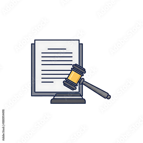 Legal document with gavel
