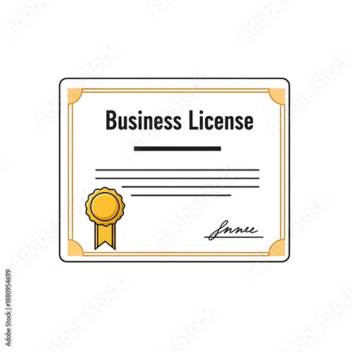 Business license with ribbon