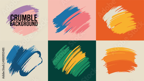A promotional graphic design featuring crumble textures in various colors and brush strokes for national campaigns