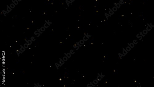 golden twinkling stars and glitter particles on black background loopable alpha channel overlay. 
