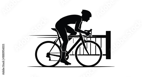 A dynamic depiction of a cyclist in motion powerfully pedaling a road bike shown as a striking black silhouette high quality