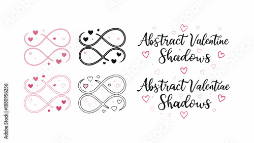 Valentine's Day abstract heart designs with elegant shadows