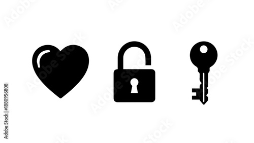 Symbols of love and security isolated on white background, Vector