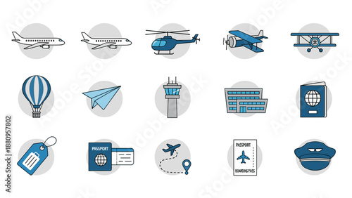 Collection of Travel and Transportation Icons.