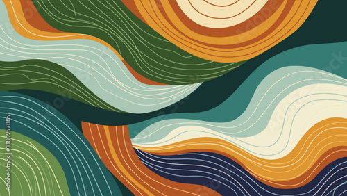 Colorful Abstract Wavy Lines Pattern Design.