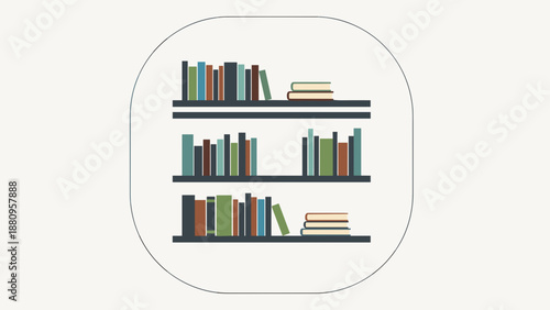 Colorful Books on Shelves Illustration.
