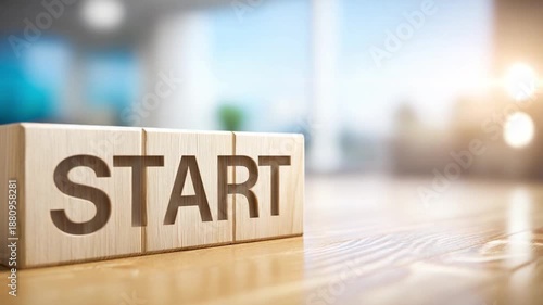 Embracing Beginnings: A close-up shot of wooden blocks spelling out START signifies new beginnings, opportunities, and the journey ahead. 
