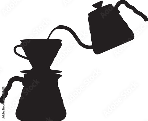 Coffee maker pouring into a pot isolated on transparent background