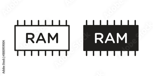 Ram memory icons with different styles. Vector logo illustration simple design.