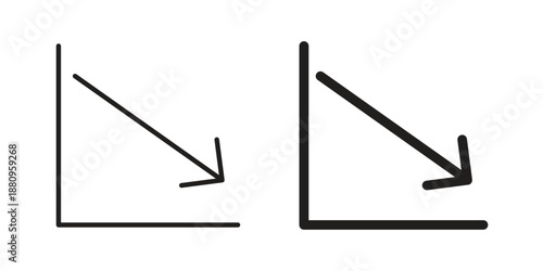 Reduction chart icons with different styles. Vector logo illustration simple design.