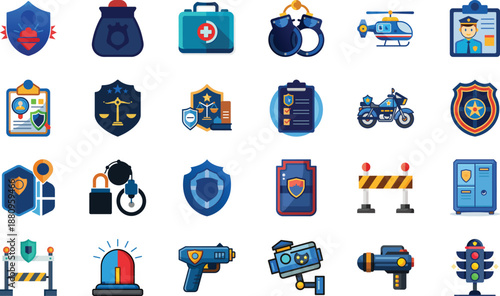 Security Barrier Gate with Shield Protection Concept Flat Design Vector Illustration