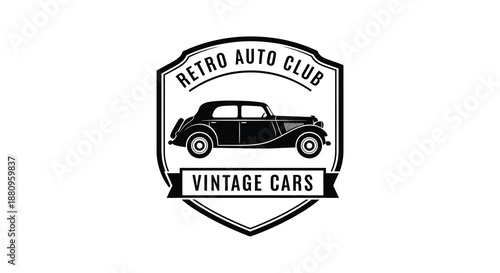 a vintage automotive emblem features a classic car design with retro text and framing creating a distinctive silhouette high quality professional