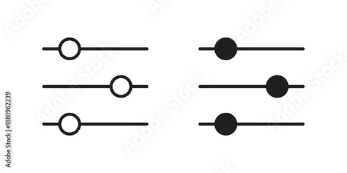 Settings sliders icons with different styles. Vector logo illustration simple design.