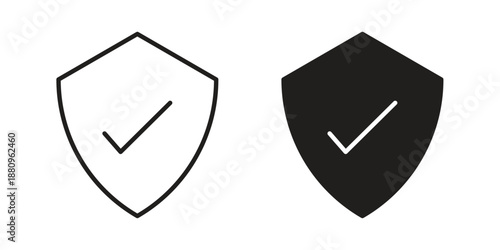 Shield check icons with different styles. Vector logo illustration simple design.