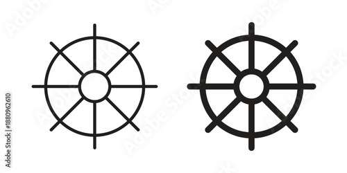Ship wheel icons with different styles. Vector logo illustration simple design.