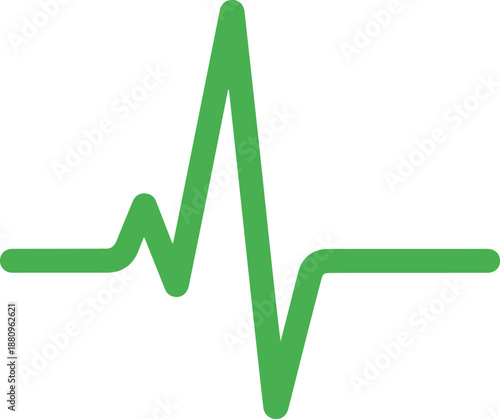 Green Heart Rate Pulse Tracing Waveform for Medical Healthcare or Sport Fitness Graphic Sign