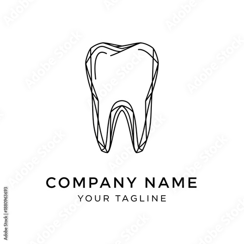 Minimalist Outline Drawing of a Human Tooth for Dental Clinic Logo.