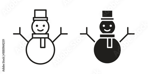 Snowman icons with different styles. Vector logo illustration simple design.