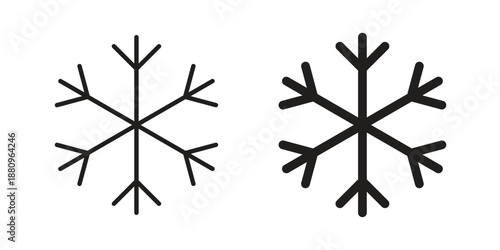 Snowflake icons with different styles. Vector logo illustration simple design.