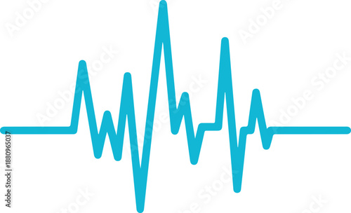 Abstract Blue Heartbeat Line Representing Vital Sign Monitor Graph Rhythm on Transparent Background