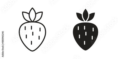 Strawberry icons with different styles. Vector logo illustration simple design.