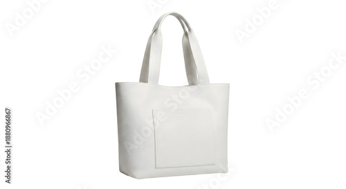 Wallpaper Mural Minimalist White Tote Bag with Front Pocket and Handles isolated on transparent background Torontodigital.ca