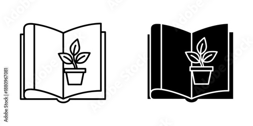 Open book with potted plant