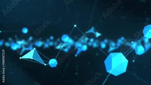 Wallpaper Mural Abstract digital network blue geometric shapes and lines on black background Torontodigital.ca