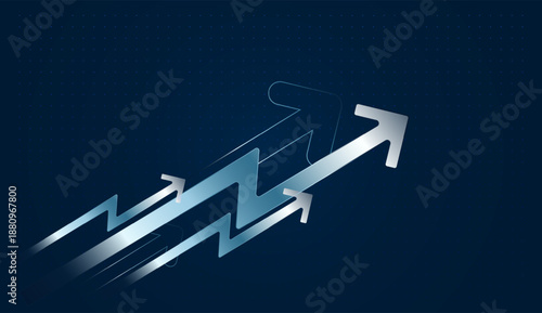 Dynamic arrow design representing efficiency, innovation, and marketing growth. and Arrow graphic expressing marketing strategy, direction clarity, and performance growth