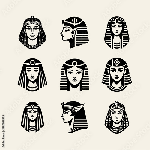 Egyptian Goddess Minimal Logo, Cleopatra Beauty Logo, Cleopatra Vector, Cleopatra Illustration, Cleopatra Silhouette, Beauty, Skincare, Elegant, Luxury, Feminine, Egyptian Queen