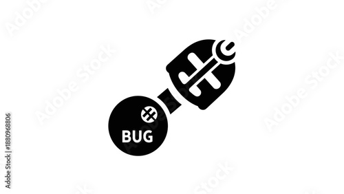 Black Bug Icon on White Background.