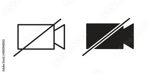 Video off icons with different styles. Vector logo illustration simple design.