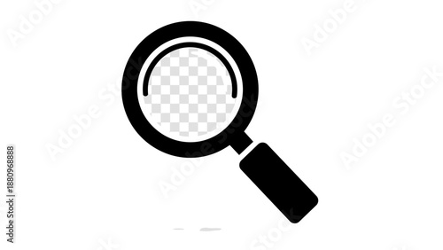 Black Magnifying Glass Icon Closeup View.