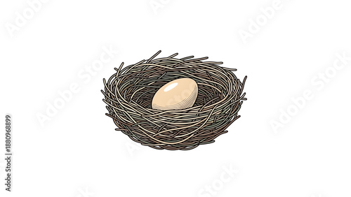 Minimalist Bird's Nest Icon with Egg Symbolizing Spring Nurturing_transparent