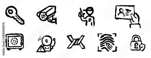 Security Related Icon Grunge Brush Stroke Vector