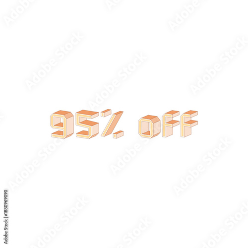 95% 3D Percentage Discount Sale Labels Set for Retail and Ecommerce Promotions vector eps file