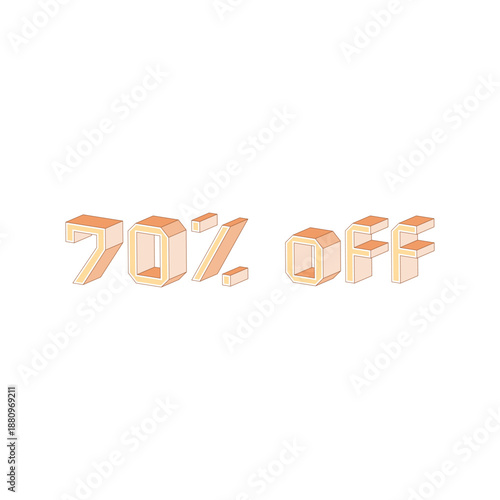 70% 3D Percentage Discount Sale Labels Set for Retail and Ecommerce Promotions vector eps file