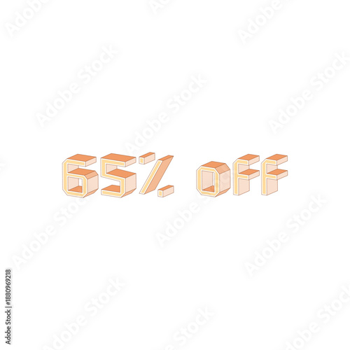65% 3D Percentage Discount Sale Labels Set for Retail and Ecommerce Promotions vector eps file