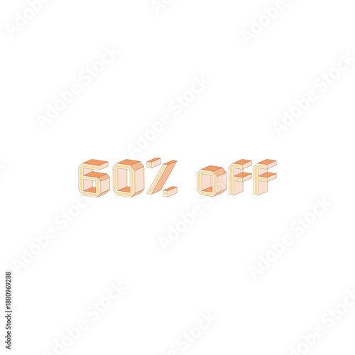 60% 3D Percentage Discount Sale Labels Set for Retail and Ecommerce Promotions vector eps file