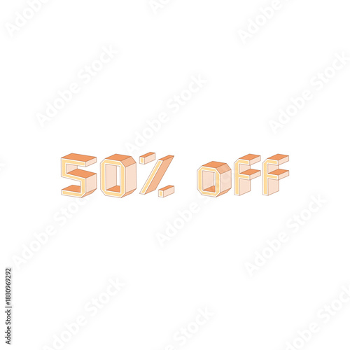 50% 3D Percentage Discount Sale Labels Set for Retail and Ecommerce Promotions vector eps file