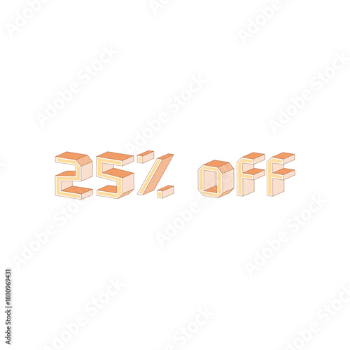 25% 3D Percentage Discount Sale Labels Set for Retail and Ecommerce Promotions vector eps file
