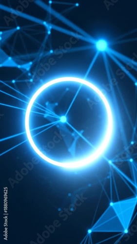 Wallpaper Mural Abstract glowing circle with connecting lines and nodes on dark background Torontodigital.ca