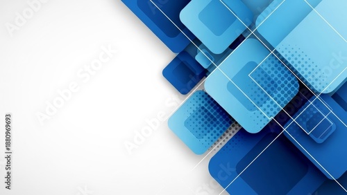 Wallpaper Mural Abstract modern blue geometric square shape background with white lines Torontodigital.ca