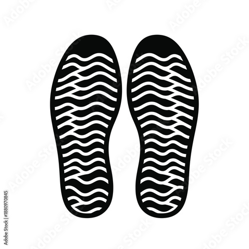 Vector illustration icon black and white illustration of shoe insoles with wavy patterns