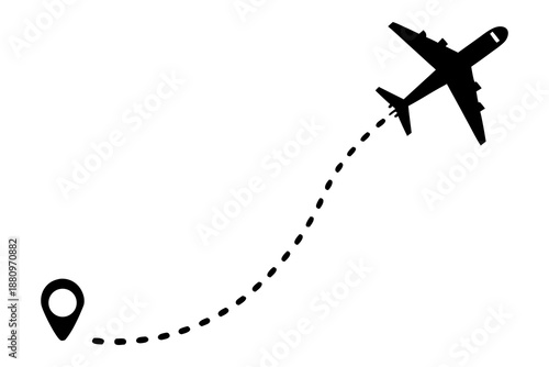 Airplane line path route travel vector concept,  Airplane line path route travel vector Icon