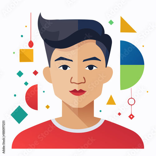 Illustration of a smiling young man.