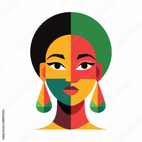 Colorful Illustration of a Womans Face.