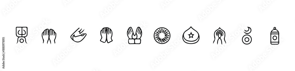 Fototapeta premium Ramadan kareem set line icons. holy month religion traditions, islam symbols collection